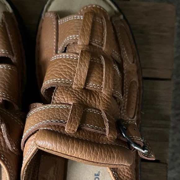 Earth Brown Leather Men's Sandals Size 10.5 - Picture 6 of 8